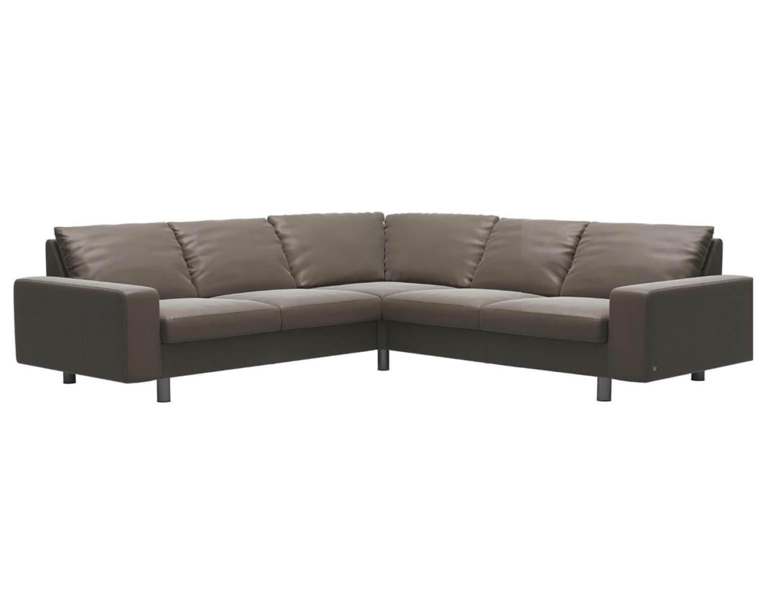 Ecksofa E200-C22 Leder Braun inkl. Nackenrolle ...