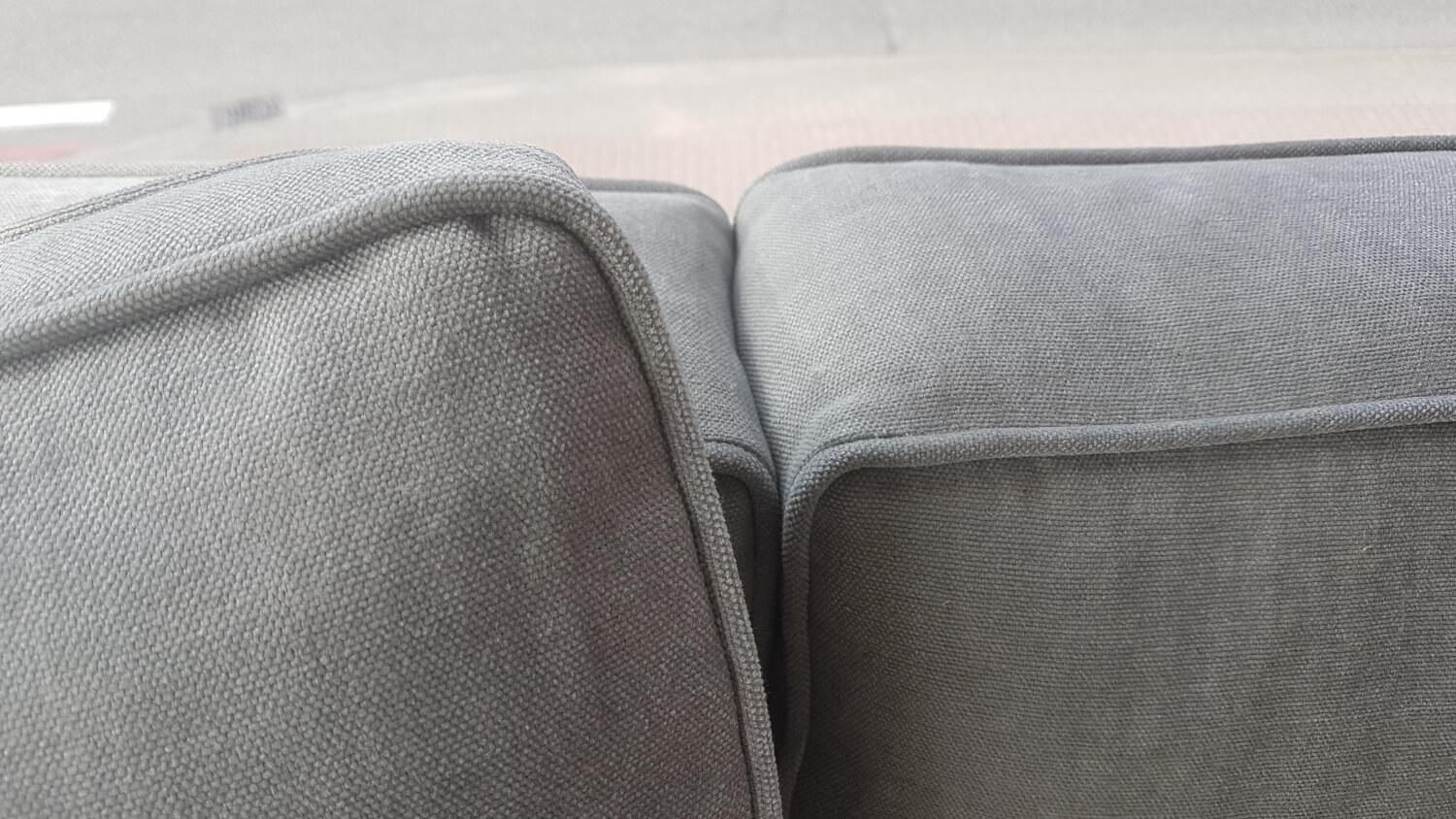 Ecksofa Adda Stoff Extra Enea Grün Füße Chrom Satiniert mit 3 Kissen