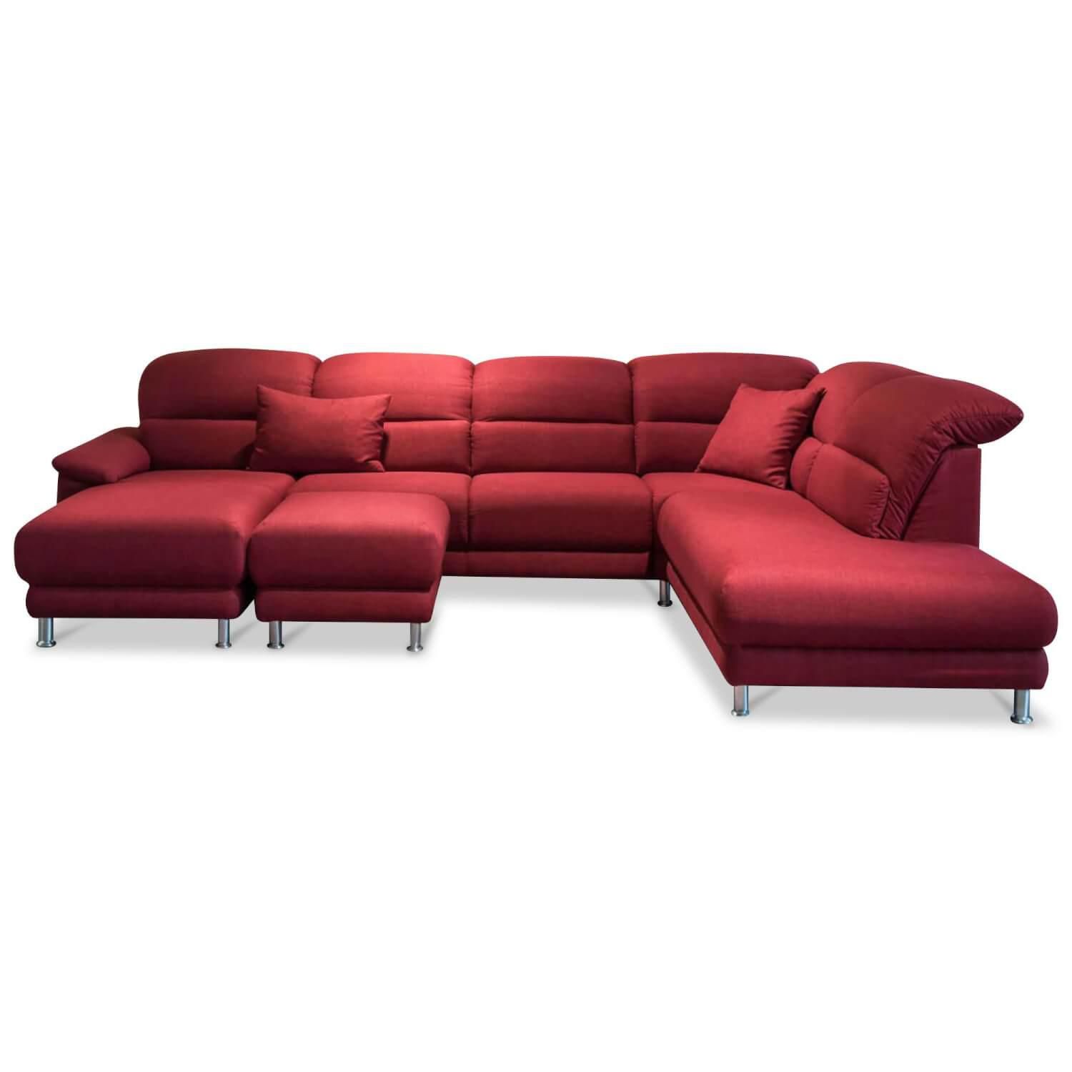 Ecksofa MR 390 Stoff Rot Mit Hocker Musterring günstig