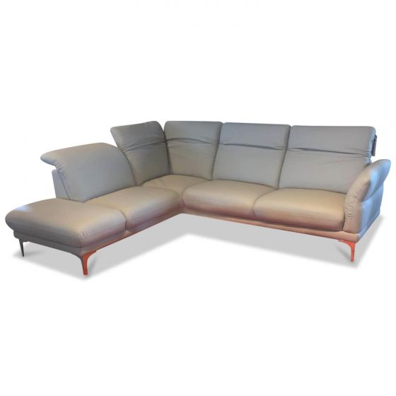 Ecksofa Thomson Leder Silber mit Kopfteil- und ...