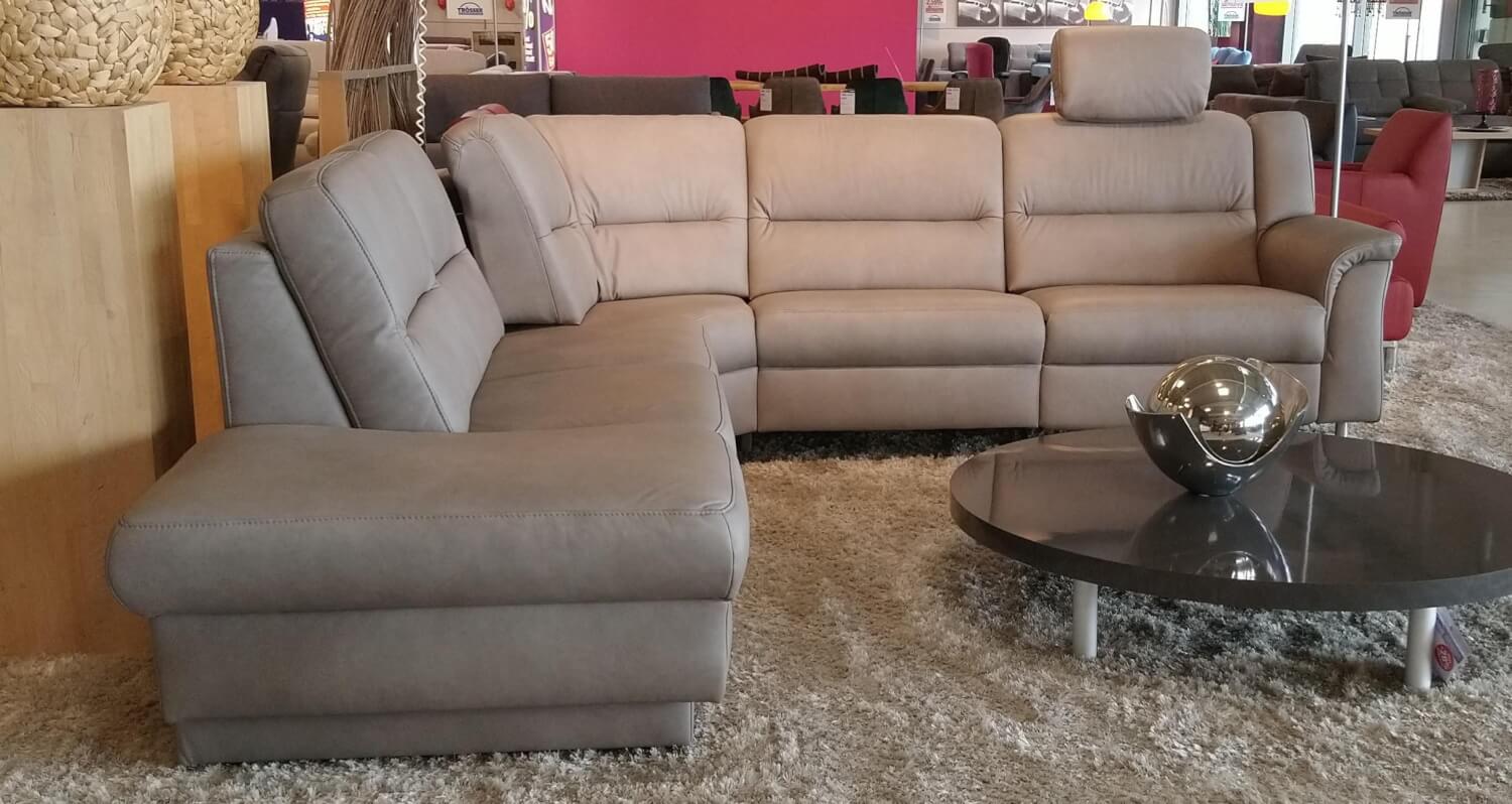 Ecksofa Himolla 1104 Leder Longlife Grau 24 Stahl mit ...