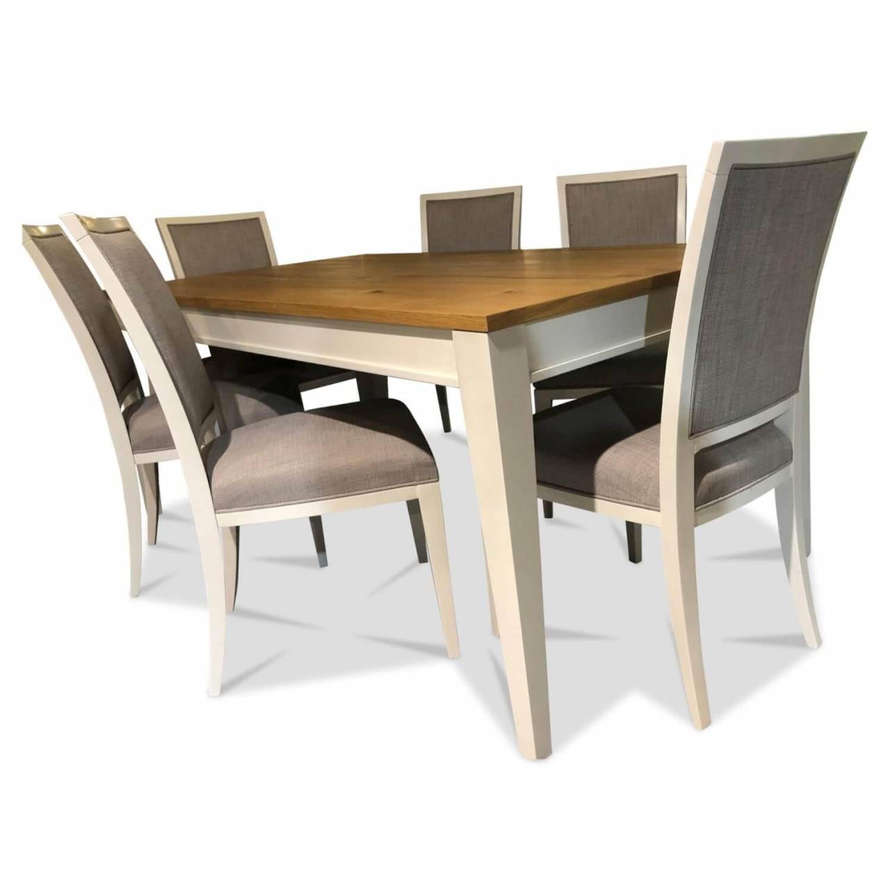 Essgruppe Romantica Elfenbeinfarbig Antik Esstisch Ausziehbar mit 6