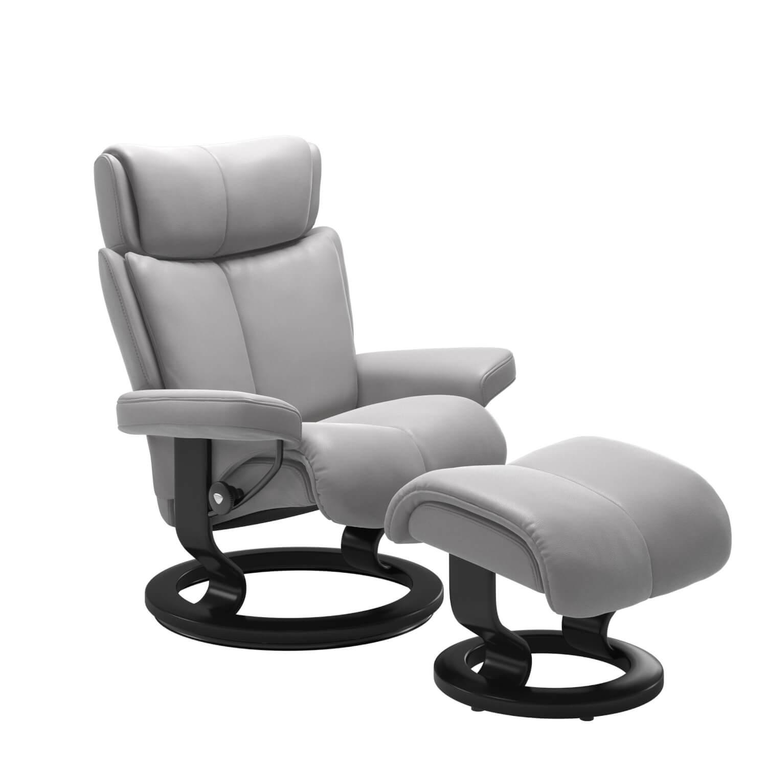 Stressless Magic S Classic Base Leder Cori Silver Cloud Mit Hocker Neu Mobelfirst