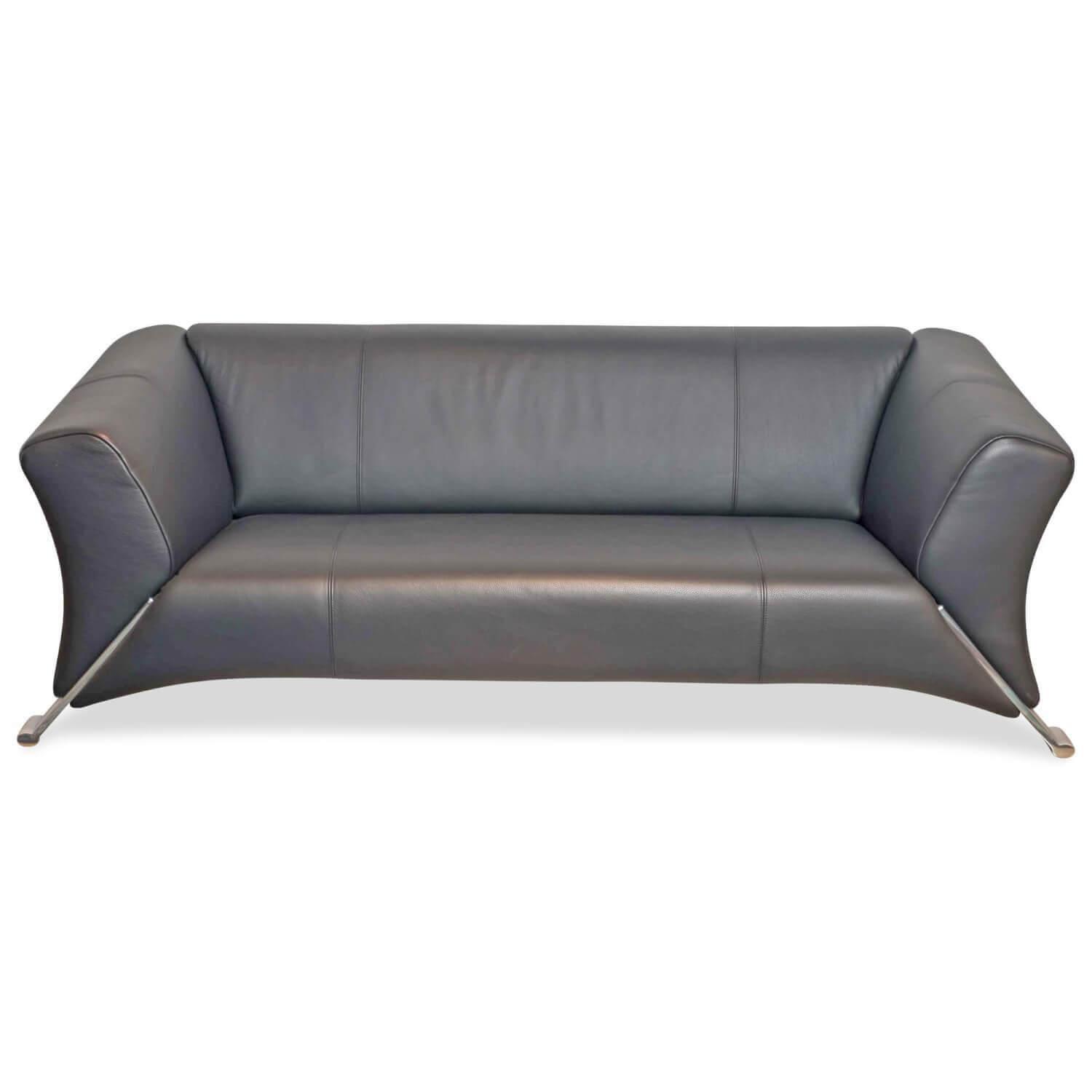 2 Sitzer Sofa Leder Schwarz