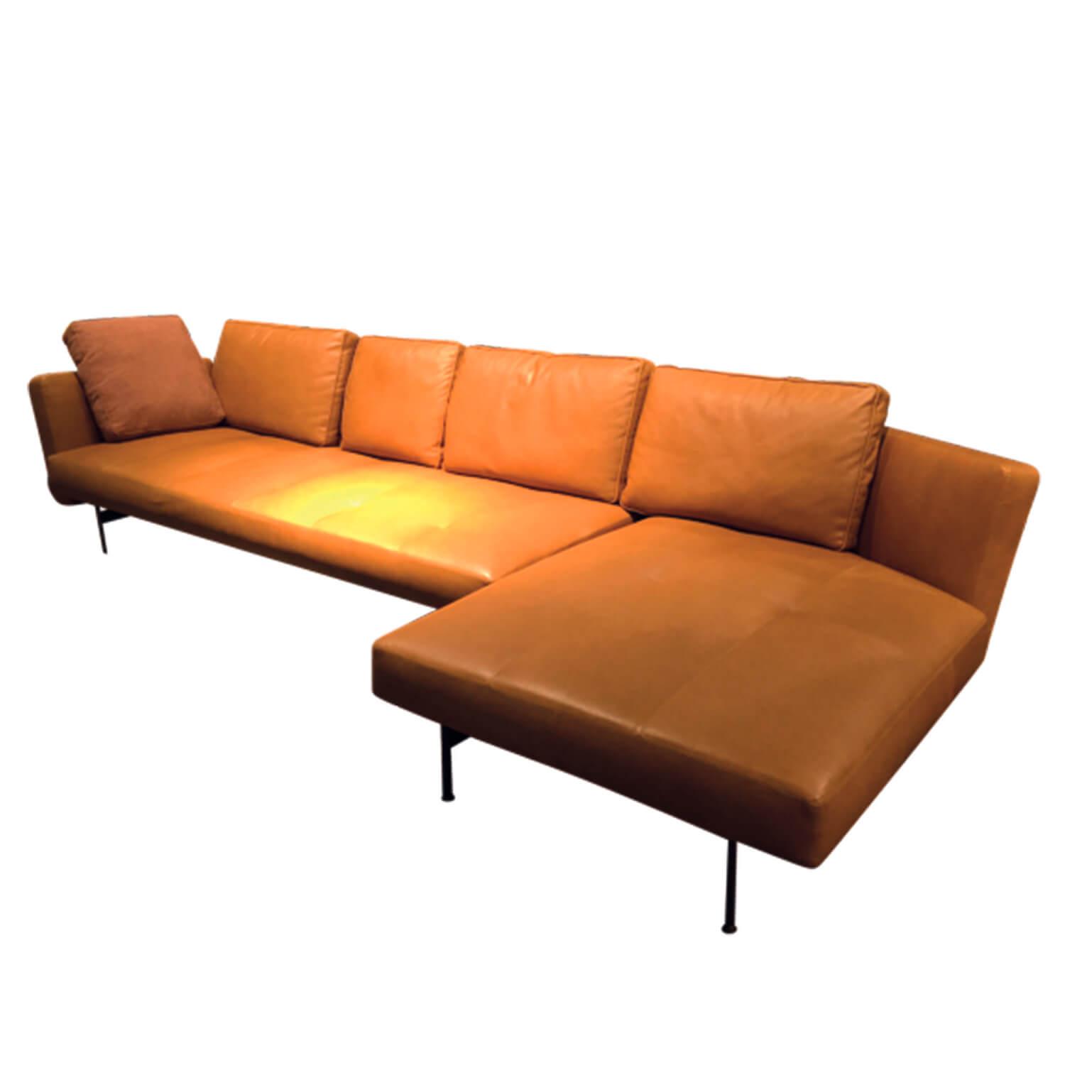 Ecksofa Sake Leder Cognac Fusse Stahl Zinnfarbig 338x152 Mit 4 Ruckenkissen B B Italia Sofas Gunstig Kaufen Mobelfirst