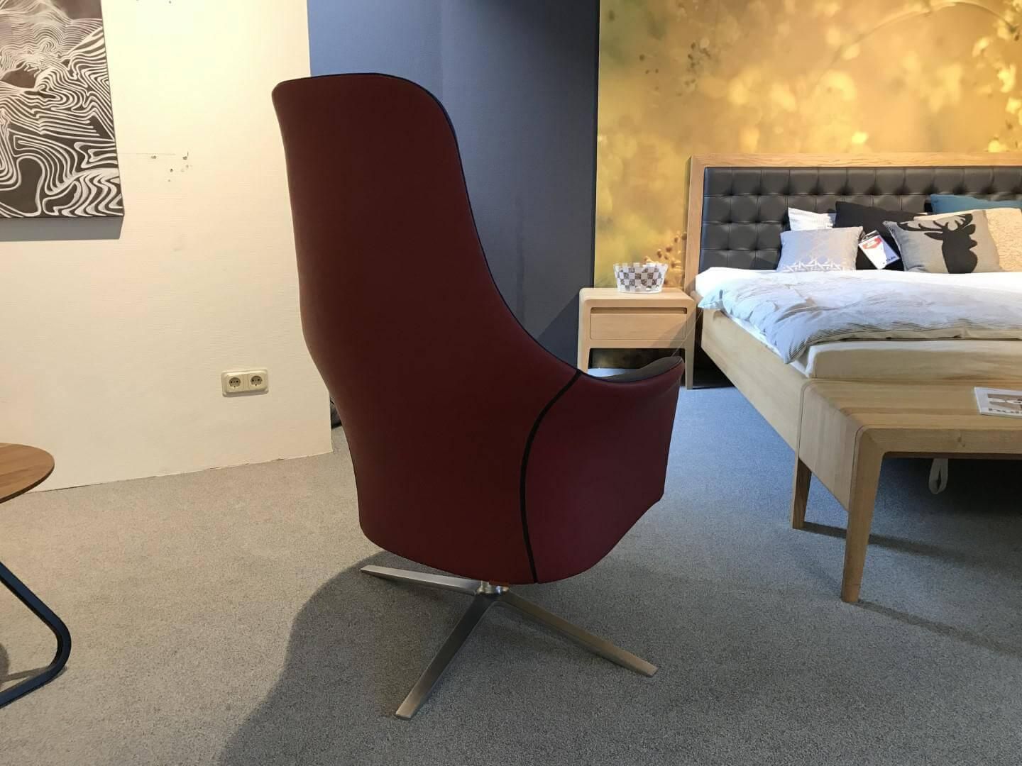 Relaxsessel Marvin Leder Panama 5250/5210 Blau Rot mit Fußstütze