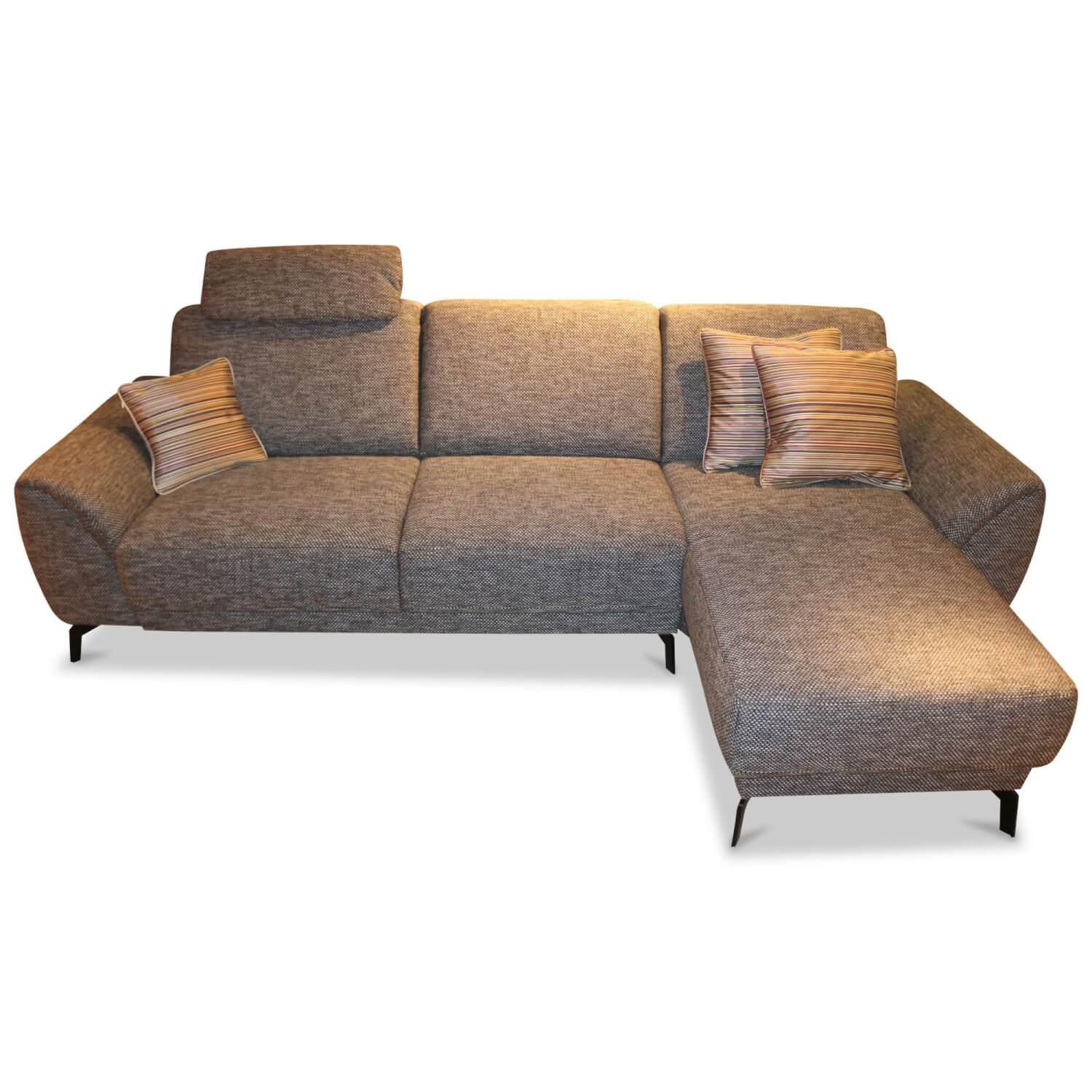 Ecksofa MR 577 Stoff Grau mit Kopfstütze Musterring