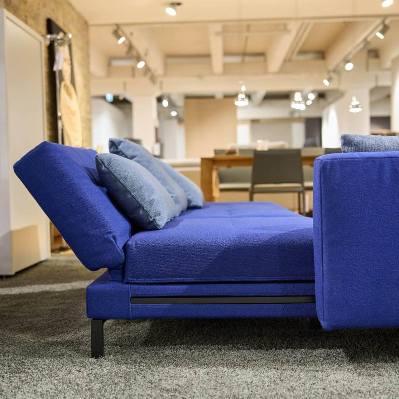 Polstergarnitur FourTwo Soft Bezug Stoff Blau Gestell Schwarz Mit Drehsofa Und Verstellbaren