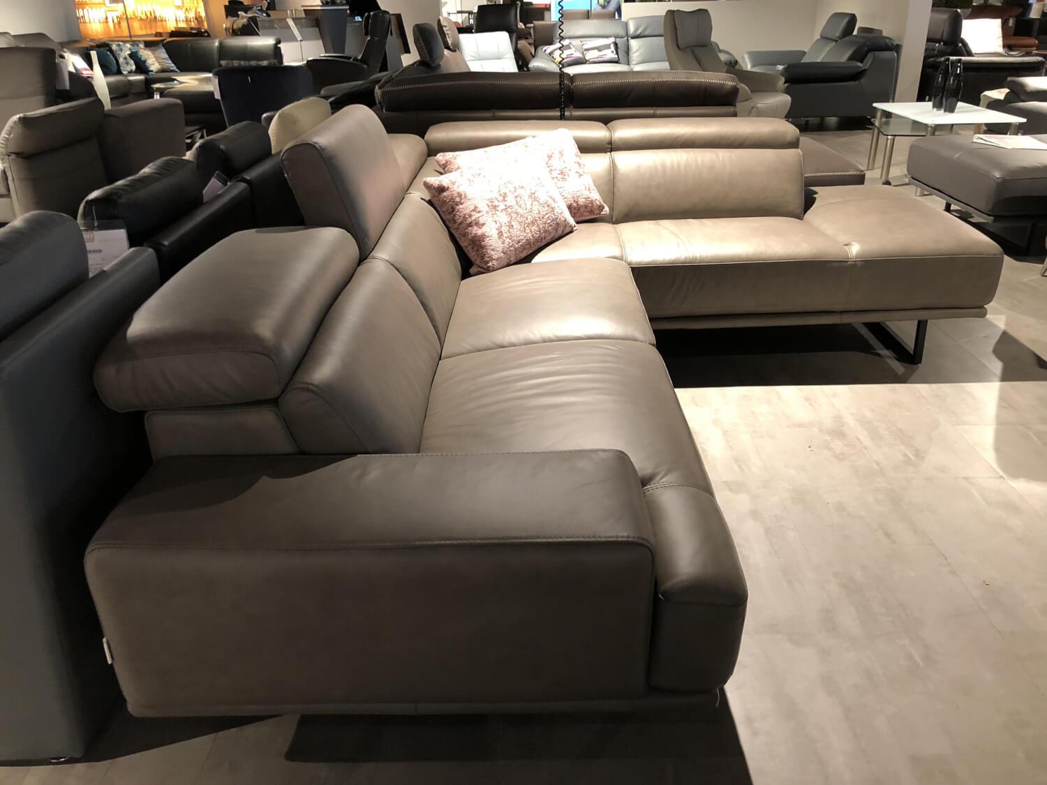 Ecksofa Capri Leder Grau mit Verstellbarkeit – Cuoio – Sofas – günstig