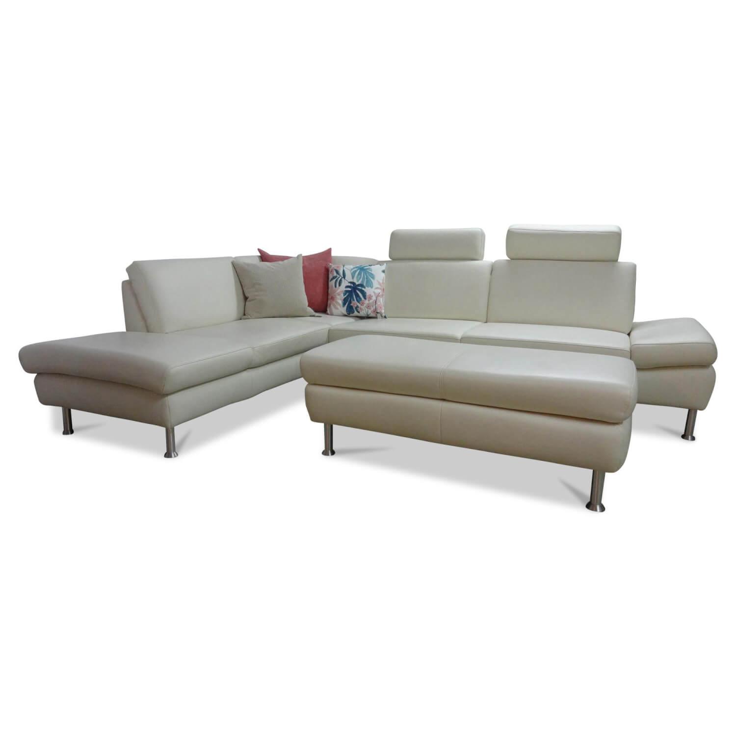 Ecksofa Nova 1 Lavita 635 Creme mit Hocker und 2 Kopfstützen | 2-Sitzer-Sofas | SOFAS | MöbelFirst