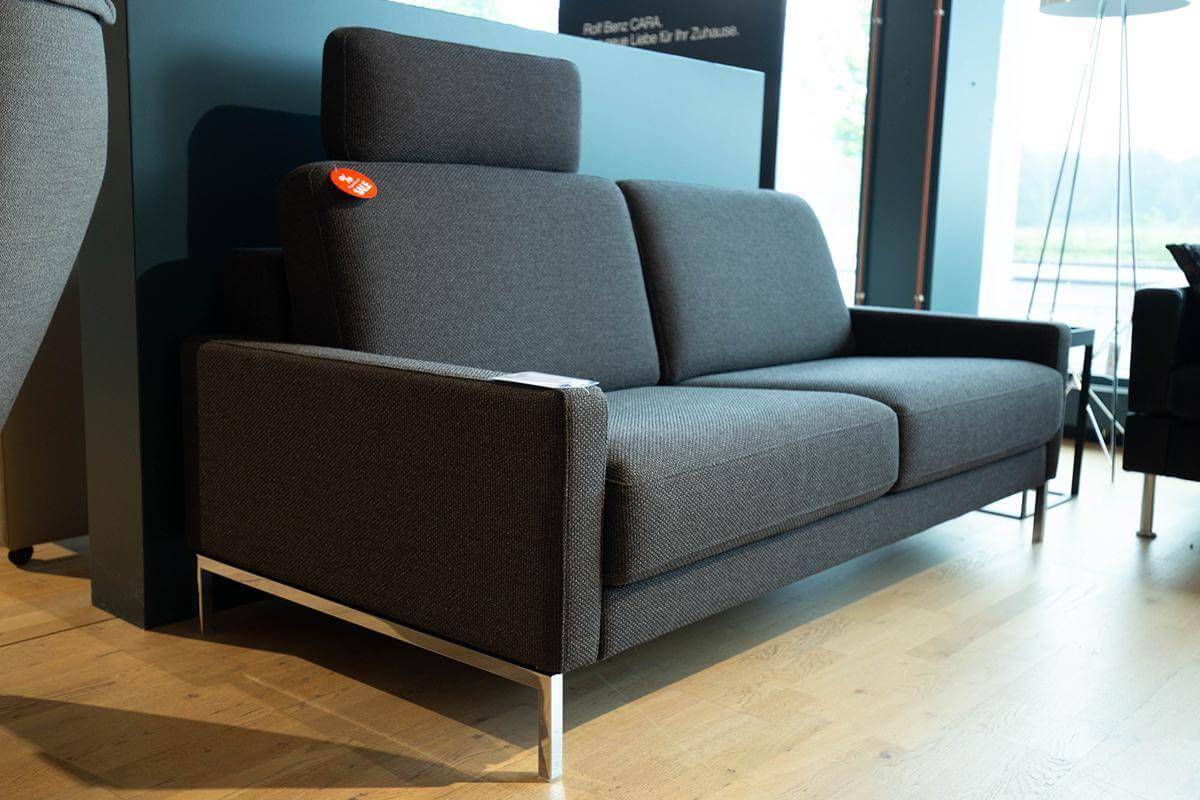 Sofa Ego Stoff 12.440 Grau Braun mit Kopfstütze - Rolf ...