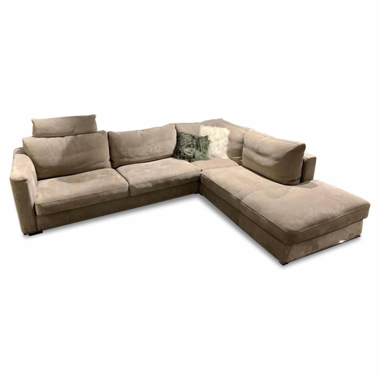 Ecksofa Dolce Vita Small Stoff 5 Nabuk 97 mit Kopfstütze