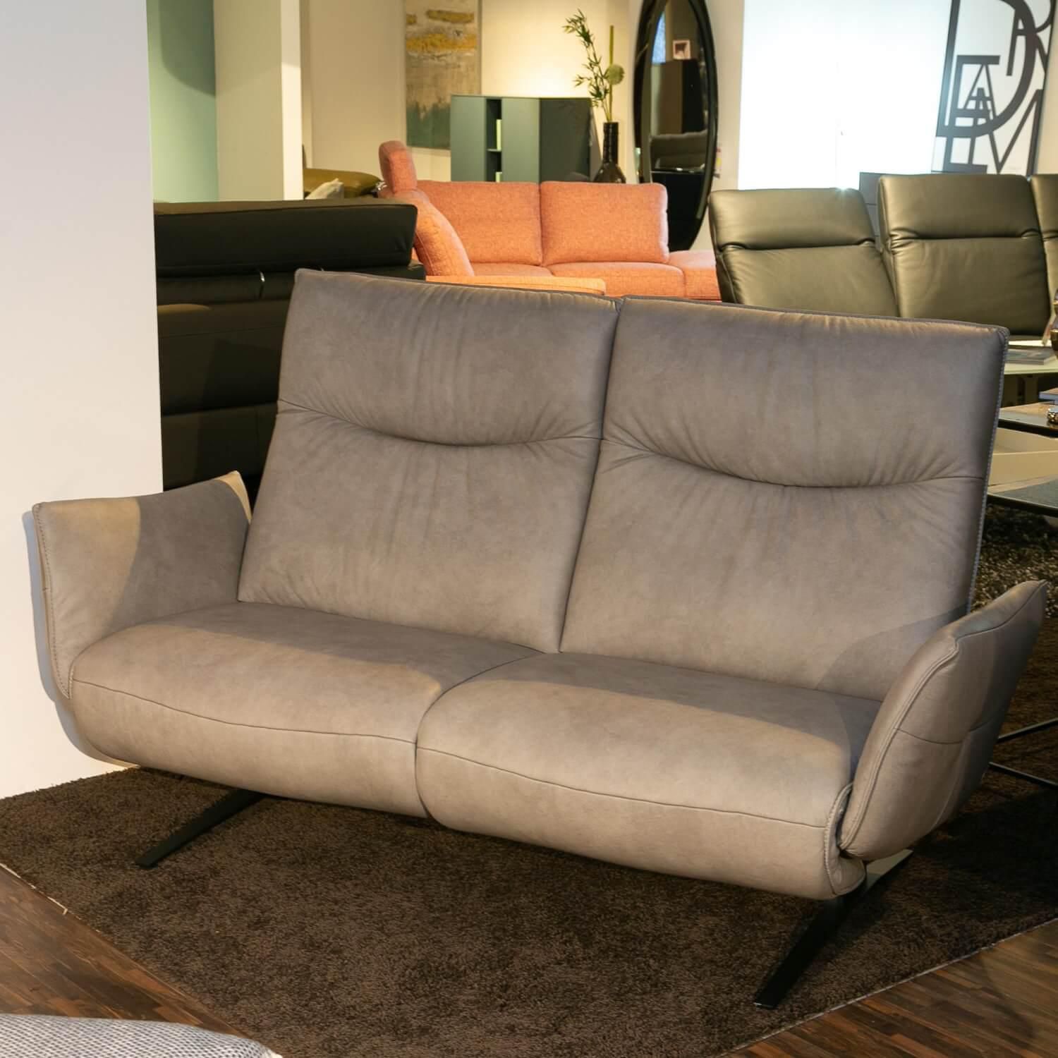 Sofa Marsala Leder 27 Eleganza Grau Metallkufe Anthrazit