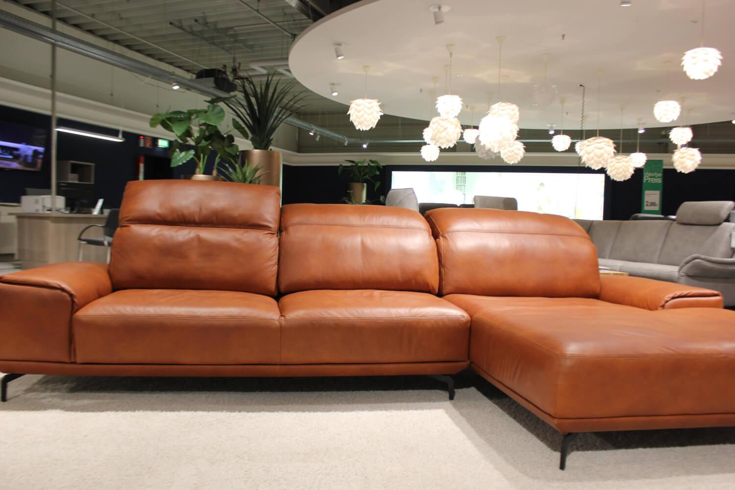 Ecksofa MR 2490 Leder Z69 Farbe 50 Congnac mit Verstellfunktionen