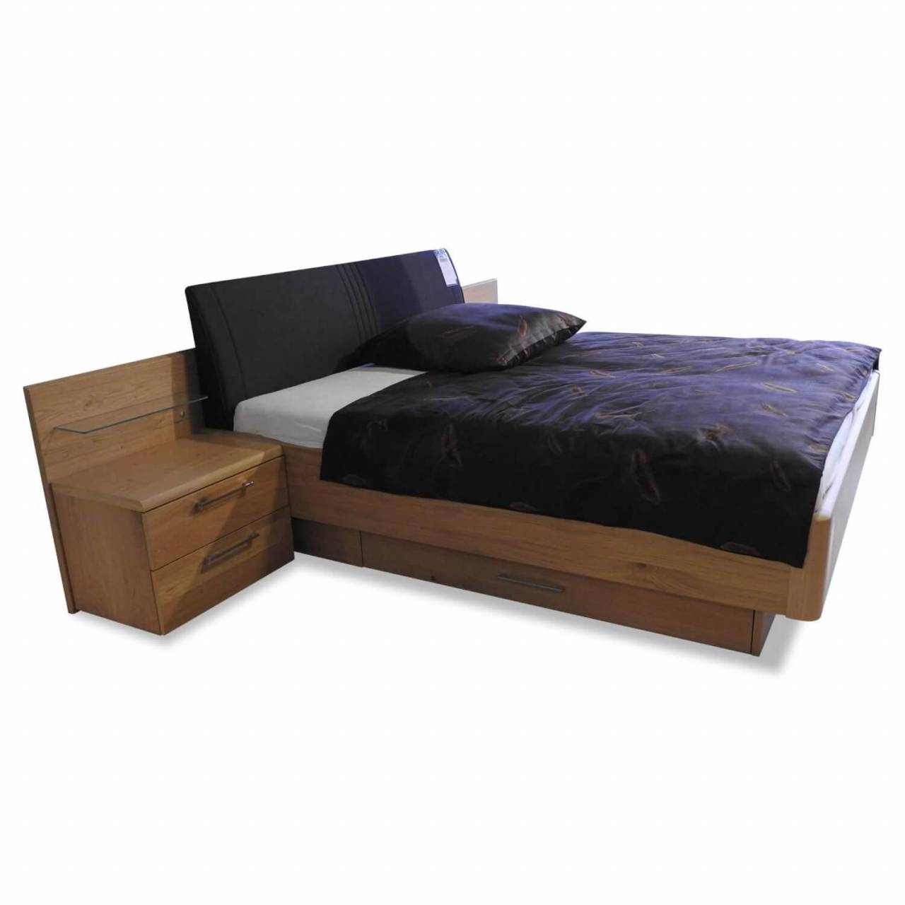 Bett Modul Master Wildeiche mit 2 Konsolen, Bettschub und 2 RW-Paneelen