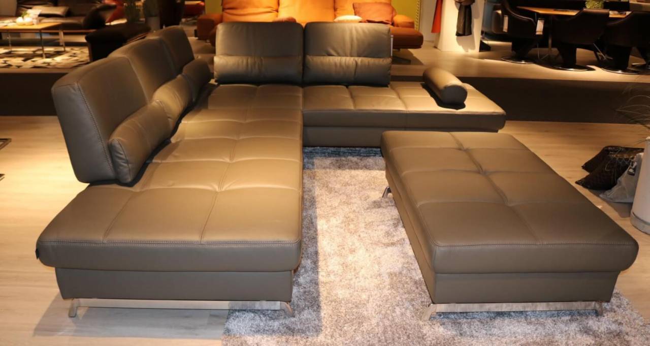 Ecksofa Joop Loft 8108 Leder Longo Stone 31 mit Hocker | 2 ...