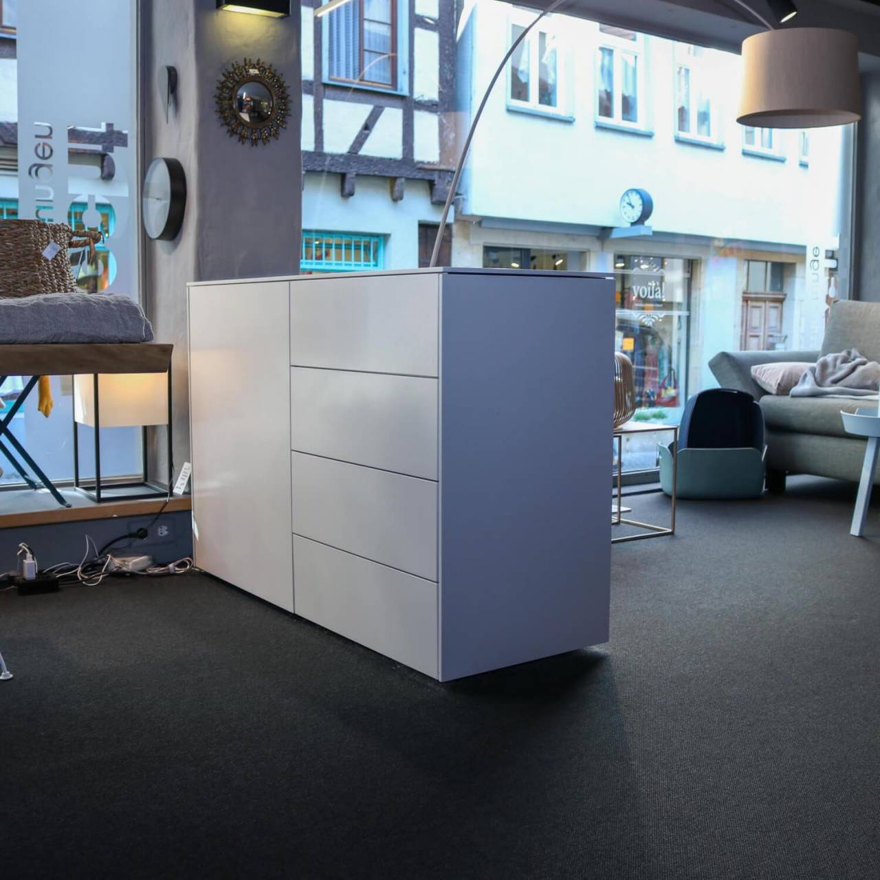 Kommode Cube Fine Raumteiler Lack Matt Greige NEU MöbelFirst