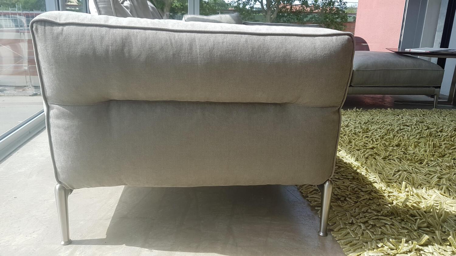 Ecksofa Adda Stoff Extra Enea Grün Füße Chrom Satiniert mit 3 Kissen