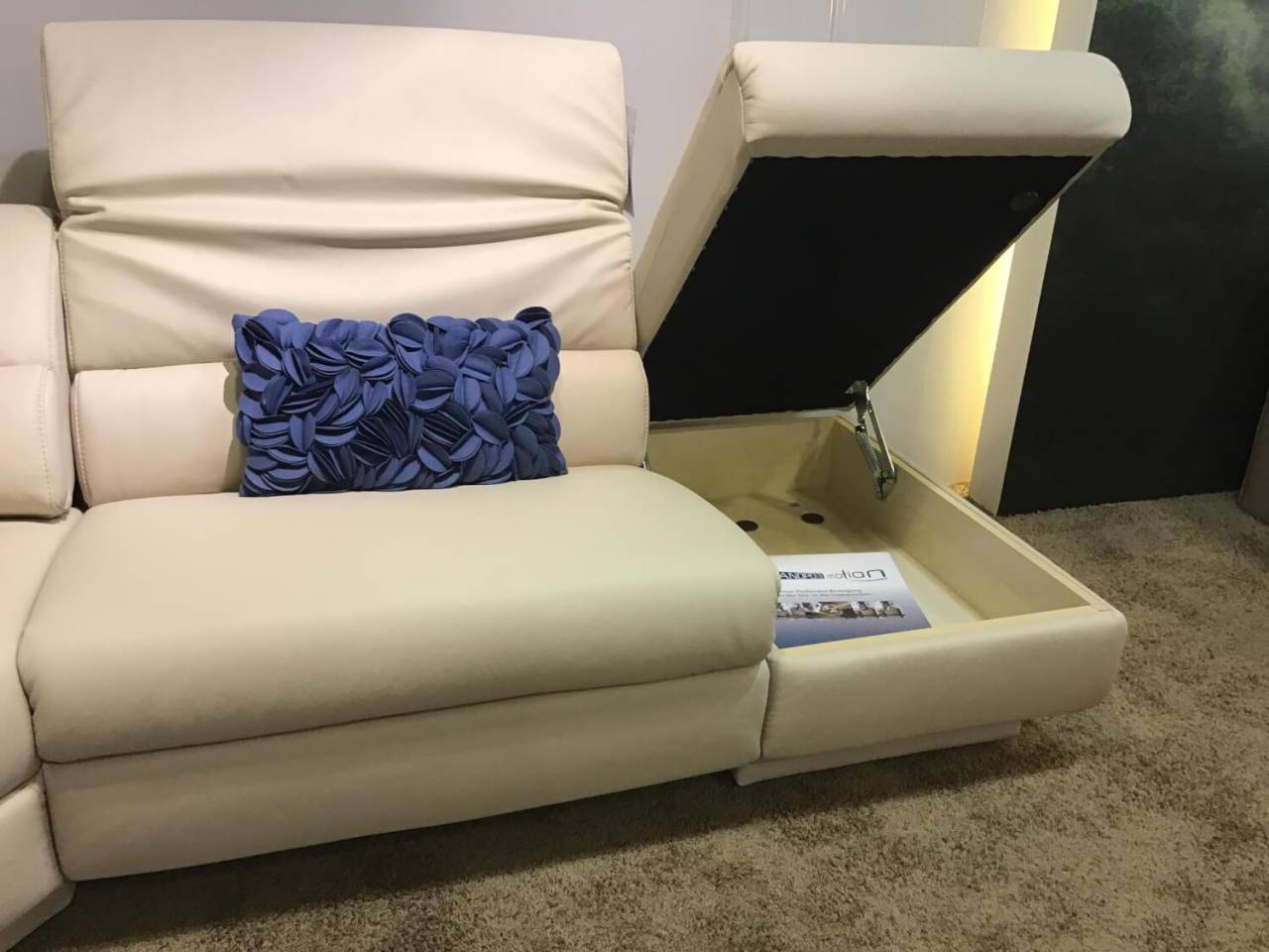 Ecksofa 3101 Leder Beige mit elektrischer Relaxfunktion – Himolla