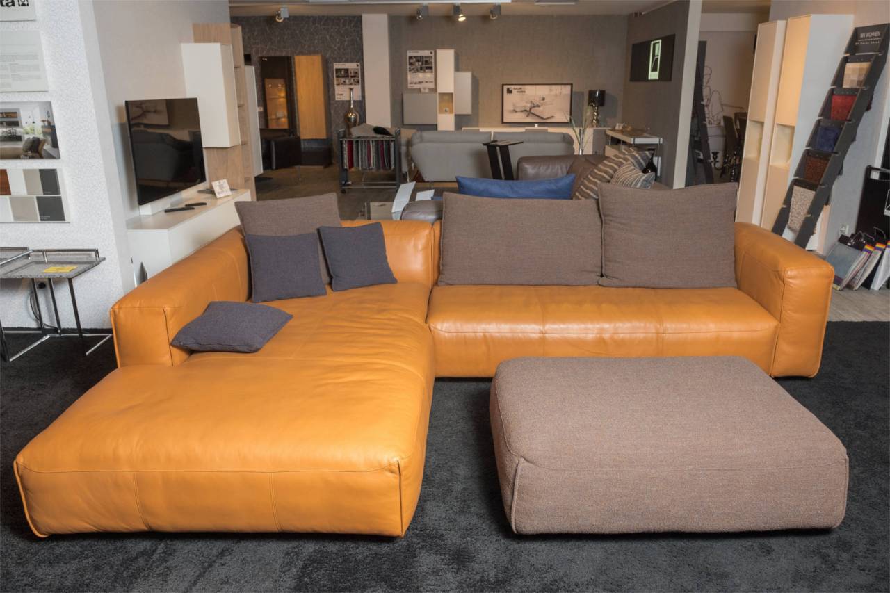 Ecksofa Mio in Cognac (mit Hocker) Rolf Benz Sofas